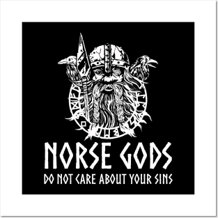 Norse Gods Do Not Care About Your Sins - Odin Posters and Art